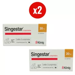 Kit 2 Singestar 20mg 8 Comprimidos para Cães e Gatos König