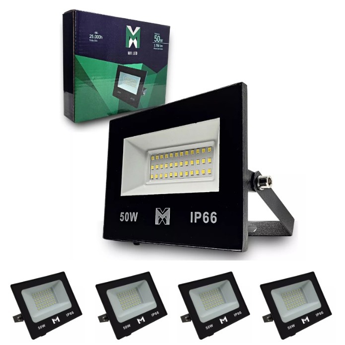 Kit 5 Refletores Led 50w Holofote Prova D'água Frio iluminação residencial/comercial externo jardim