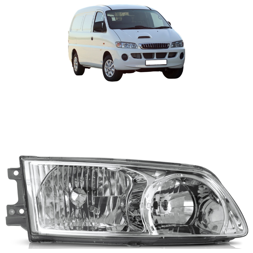 Farol Dianteiro H1 Starex 2000 2001 2002 2003 2004 Máscara Cromada