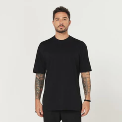 Camiseta Oversized Masculina 100% Algodão Fio 30.1 Preta – BRUNX