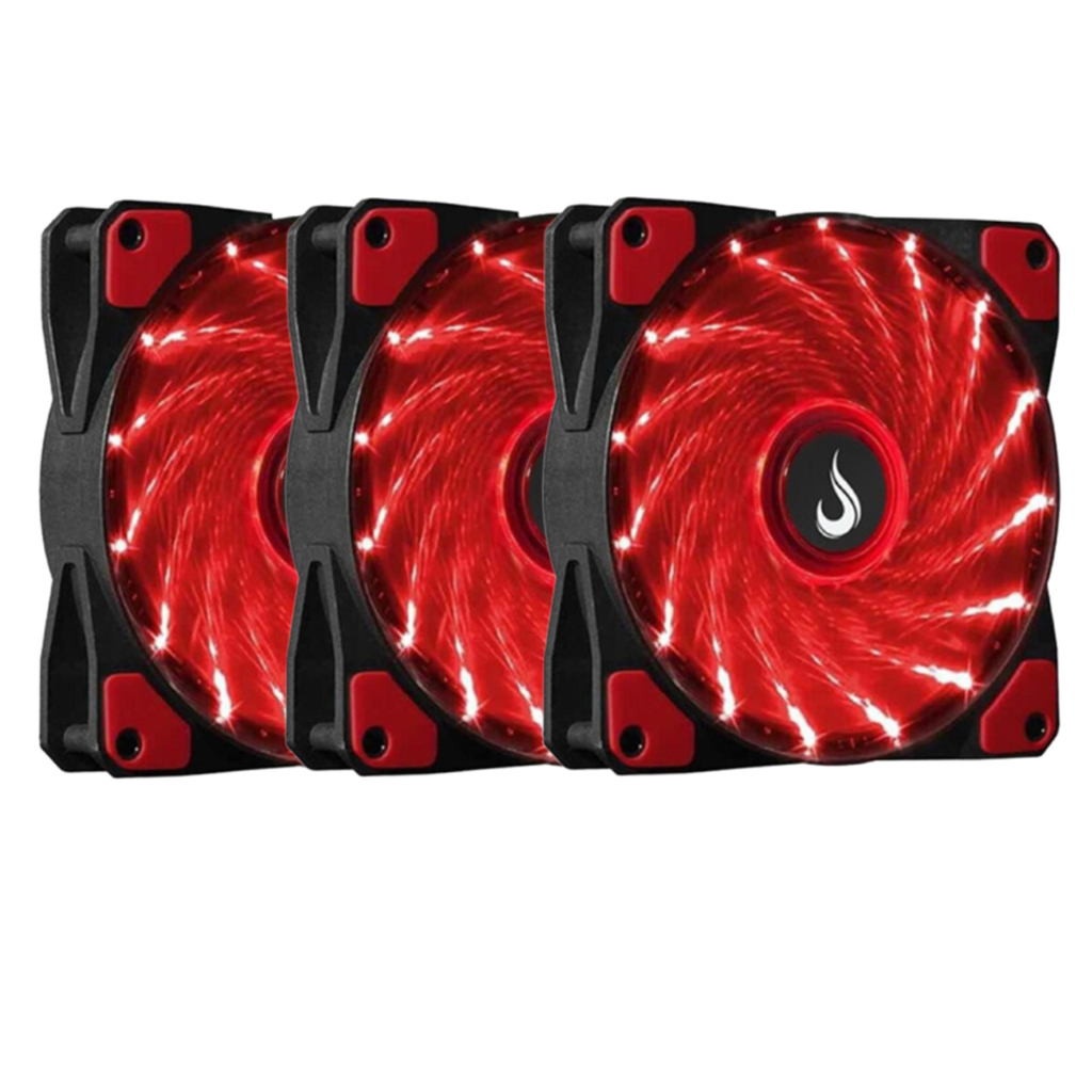 Kit 3 Cooler Fan Led Gamer Vermelho 120mm 12cm 12v Ventoinha Gabinete Computador