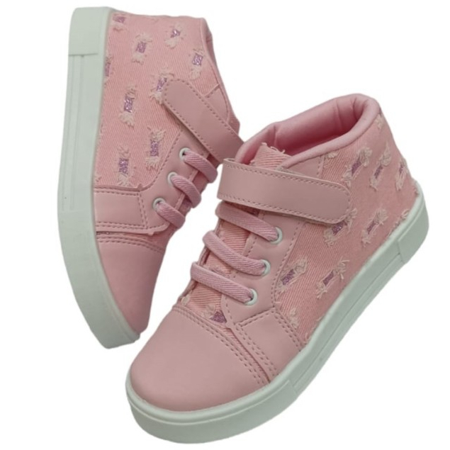 Tênis Infantil Botinha Menina Velcro Rosa Cano Alto Feminino em Oferta na Shopee
