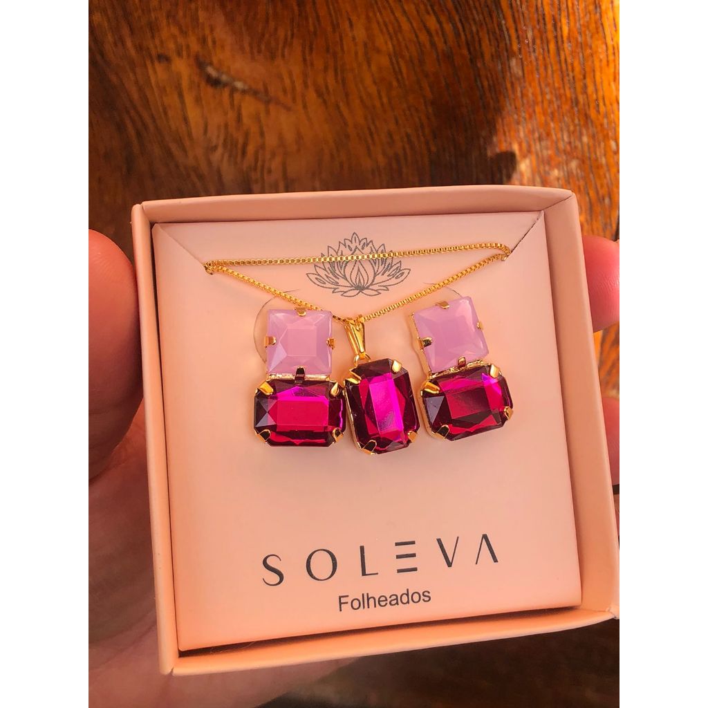 Conjunto Colorido Pedraria Duas Cores Brilhante
