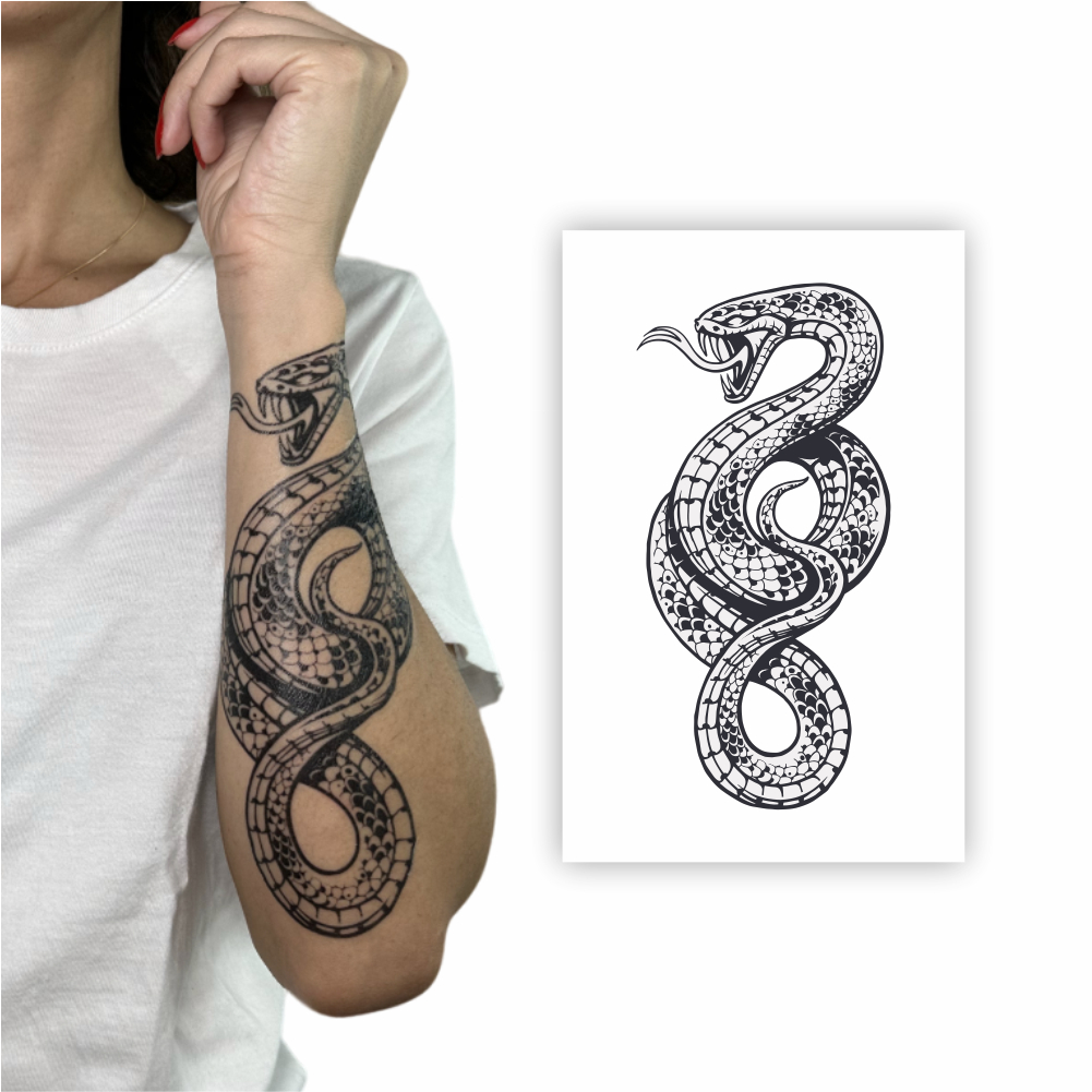 Tatuagem Temporária Feminina Masculina Cobra | VR12 14x21 cm em Oferta na Shopee