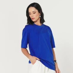 Camiseta Oversized Masculina 100% Algodão Streetwear Azul Royal – BRUNX