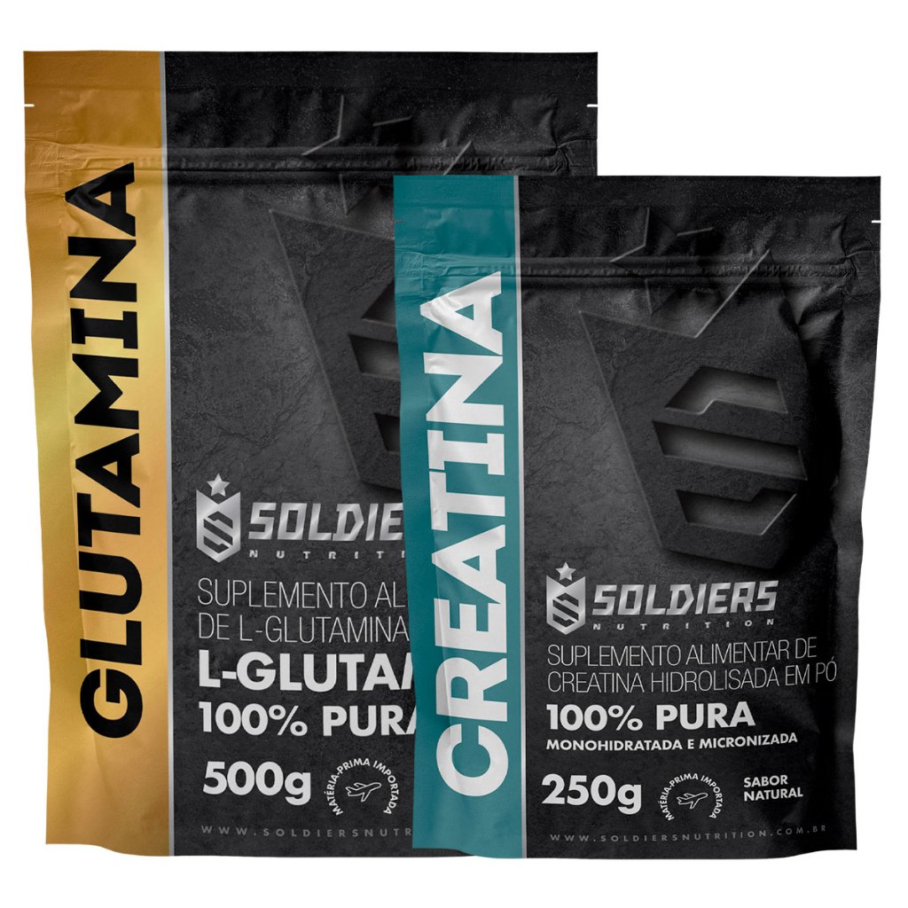 Kit: Creatina 250g + Glutamina 500g Soldiers Nutrition Força Performance em Oferta na Shopee