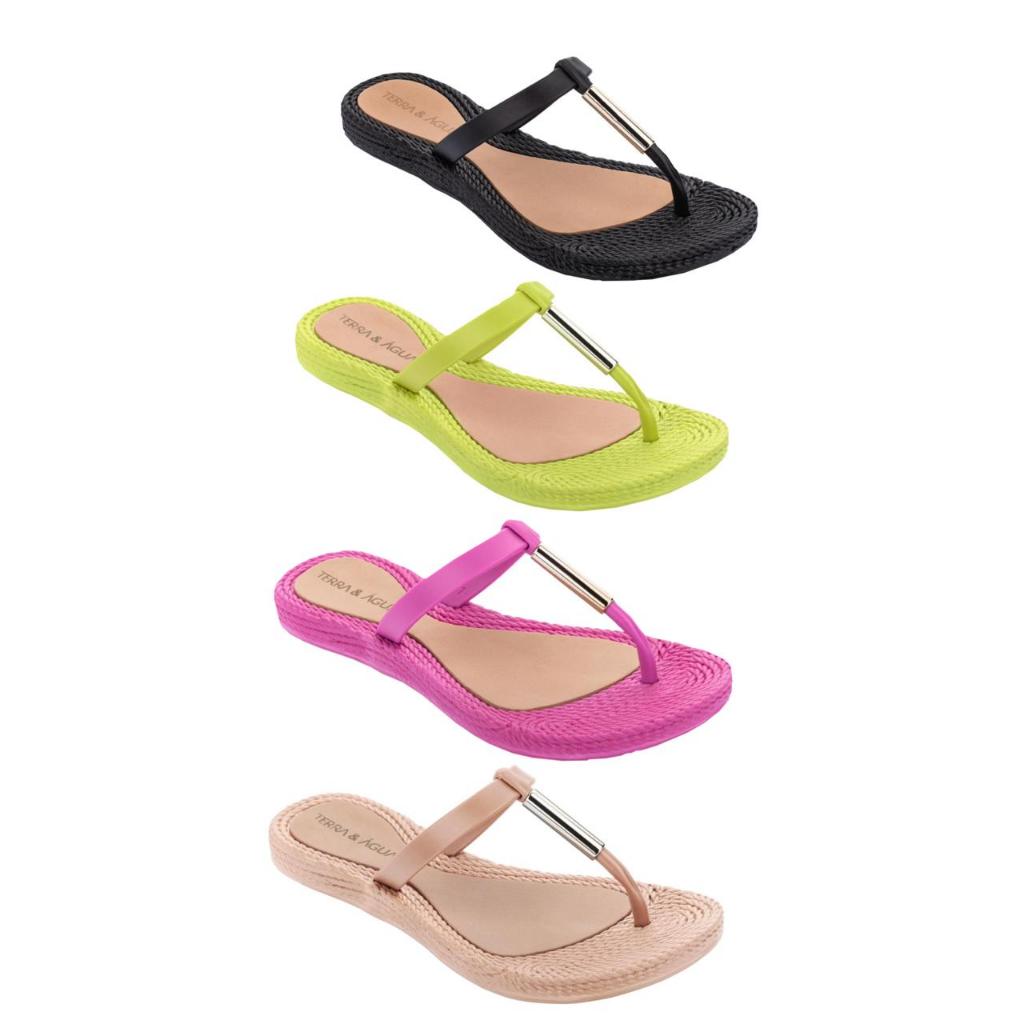 Sandália Slim Terra e Agua Baixa Chinelo Rasteirinha Feminina Confortável