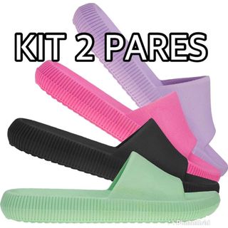 Chinelo Feminino Slide Nuvem Unissex -Kit 2 Pares, Mesma Numeração-