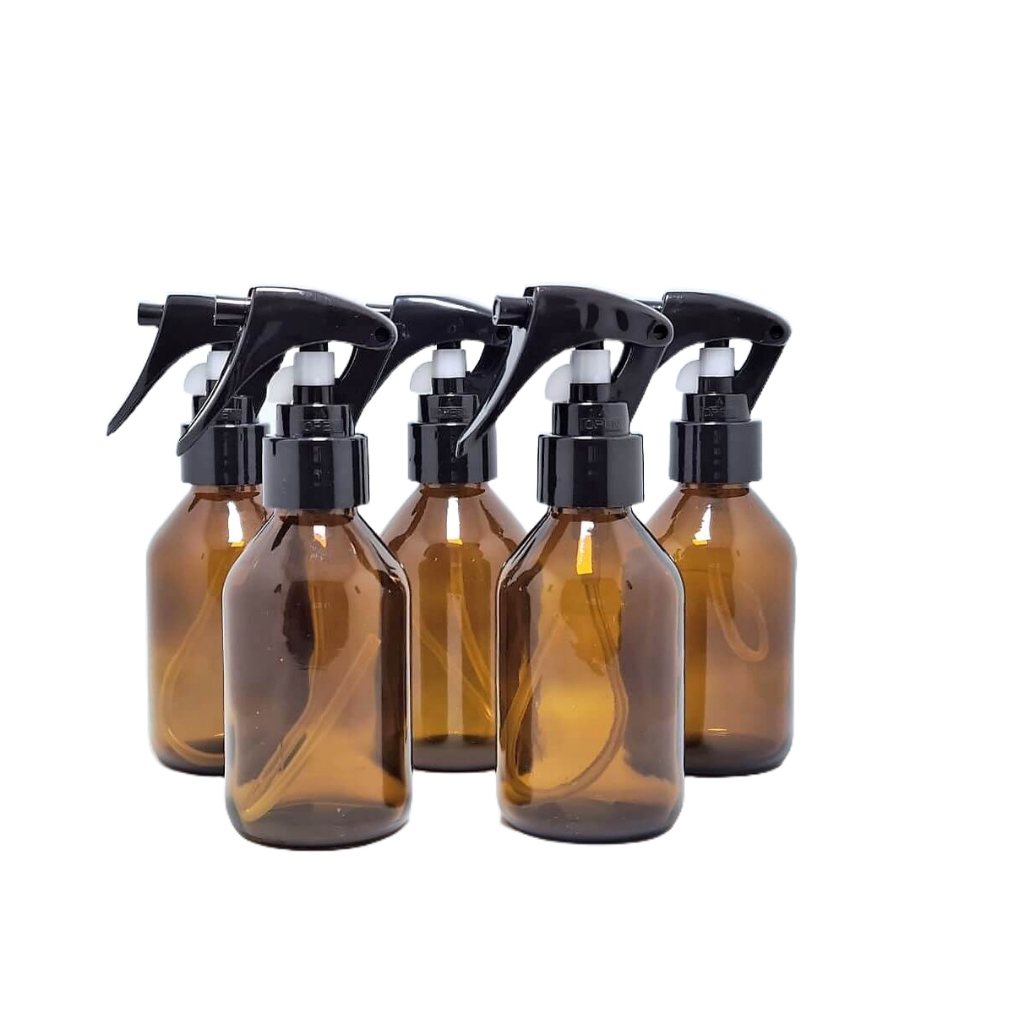 Frasco de Vidro Âmbar Spray Gatilho 100ML (20 Unidades) + BRINDE