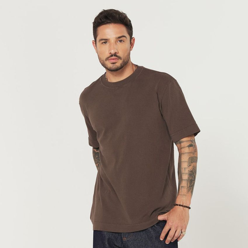 Camiseta Streetwear Tubular Heavyweight Oversized Chocolate - Men Clothes