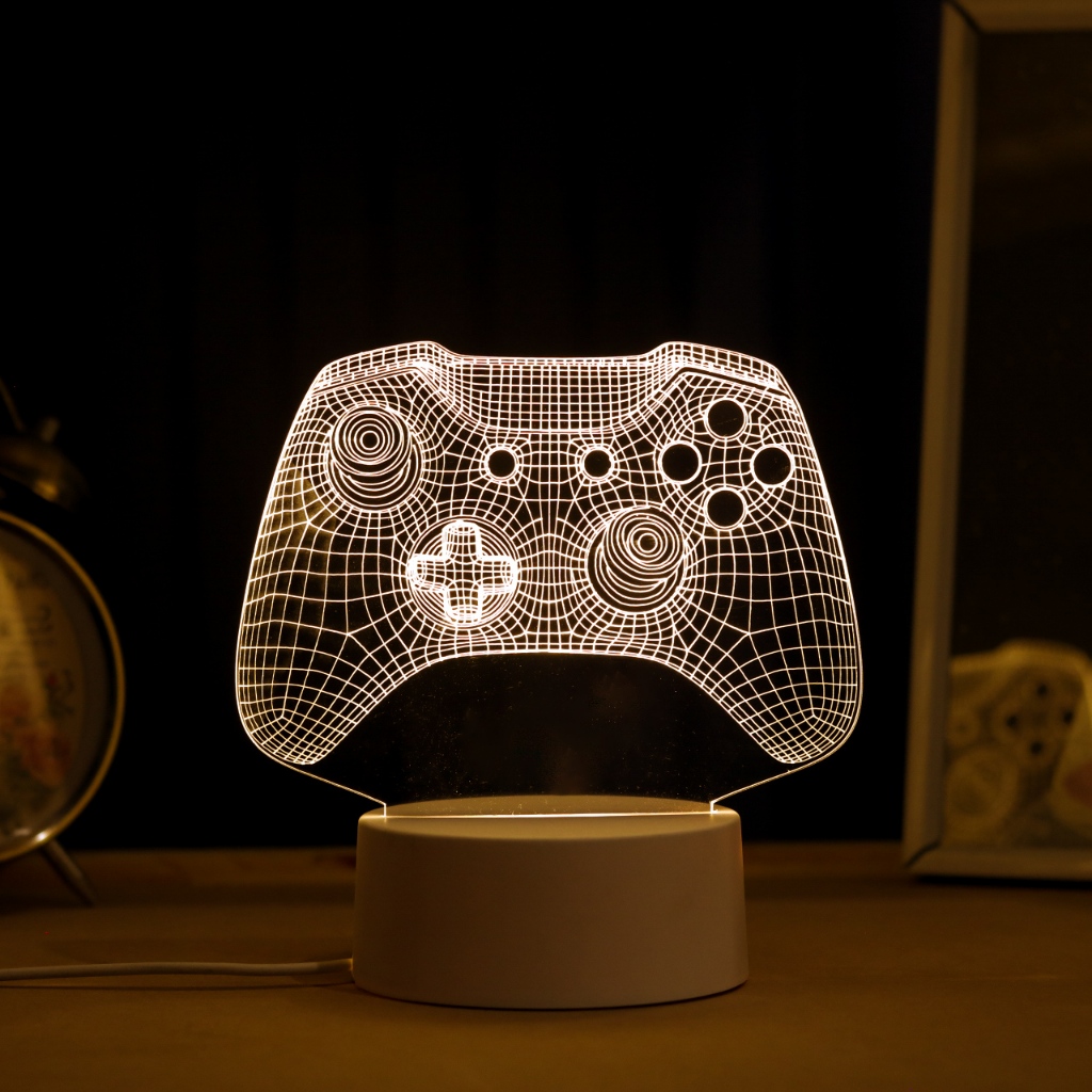 Luminária LED 3D de Mesa / Luz Noturna Presente Criativo / Decoração - Controle de videogame, manete, gamer