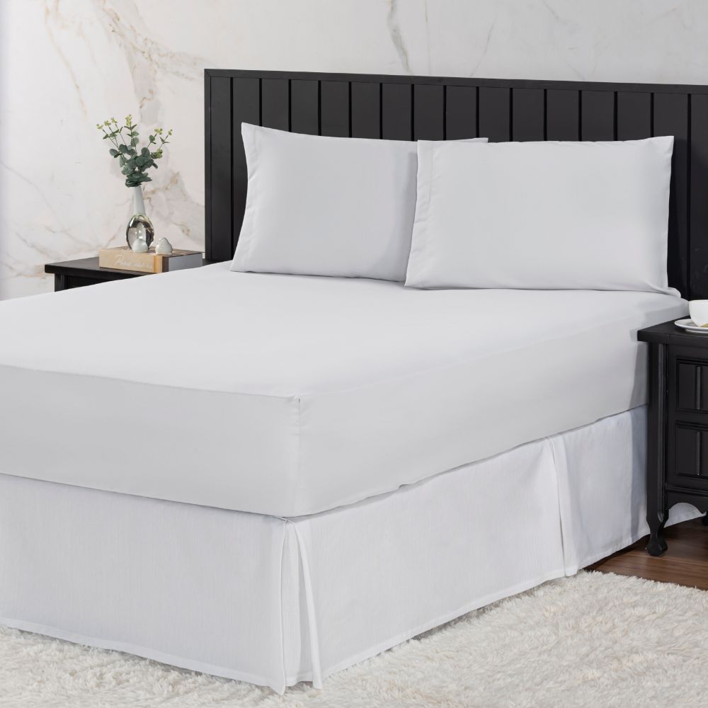 Jogo De Cama Lençol Com Elástico + 2 Fronhas - Cama Casal King 400 Fios Clássico