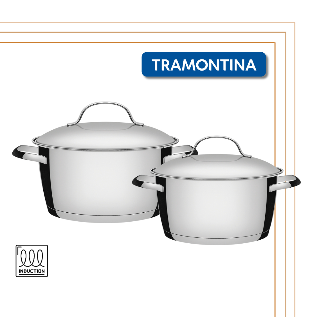 Jogo Panelas Tramontina 16 e 20cm Indução Allegra 2 Peças Aço Inox Fundo Triplo