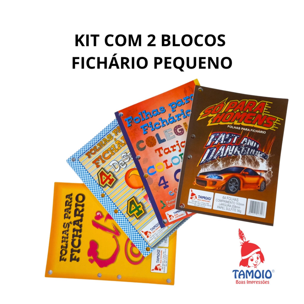 KIT COM 2 BLOCOS DE FOLHAS PARA FICHARIO PEQUENO em Oferta na Shopee