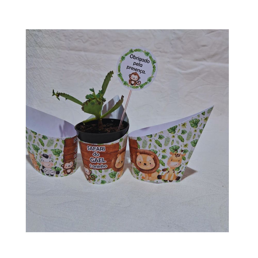 Enviado em 24hs - Saia para Mini Suculenta - Pegue e Monte - lembrancinhas personalizadas - safari - infantil