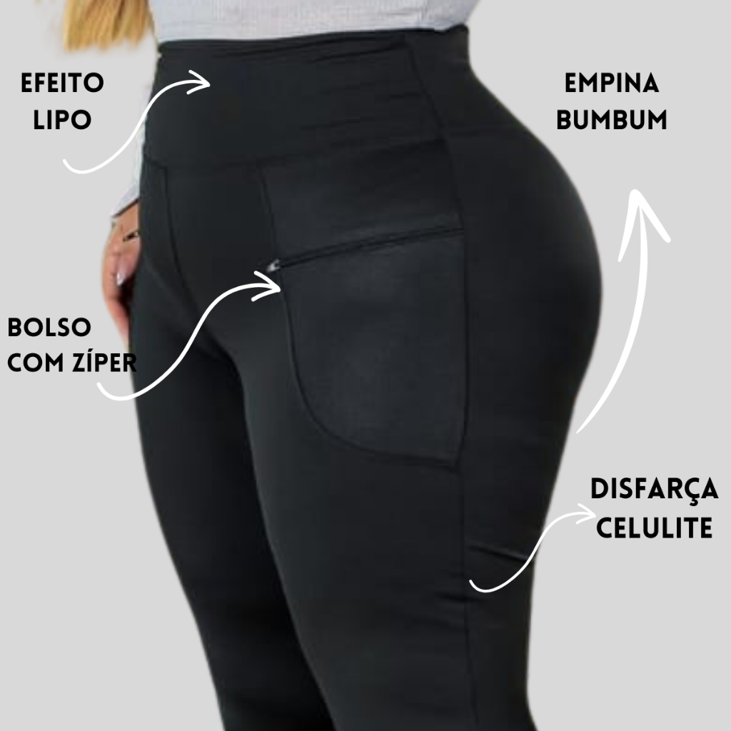 Calça Feminina Legging Montaria M ao G4 Cós Alto Fitness Com Bolso e Zipper Leg Suplex Grosso em Oferta na Shopee