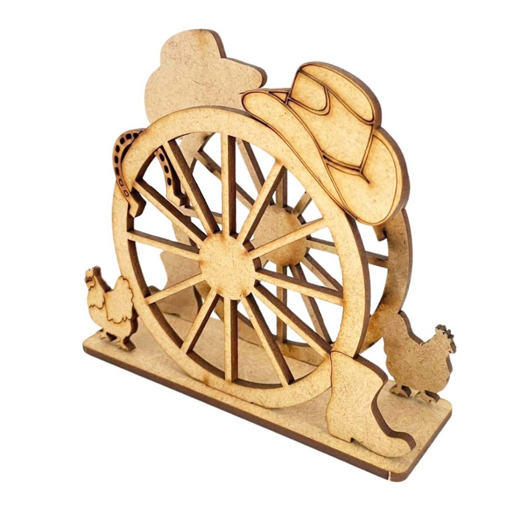 Kit 6 Porta guardanapo roda carroça country bicho galinha mdf cru festa countrie fazendinha roça