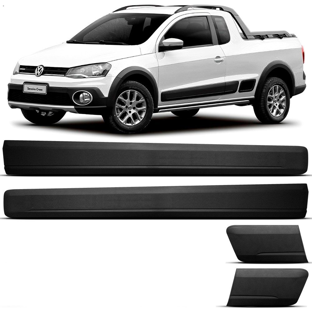 Friso Lateral Borrachão Vw Saveiro Robust 2011 Até 2022 - Cabine Estendida e Simples Sem Escrita