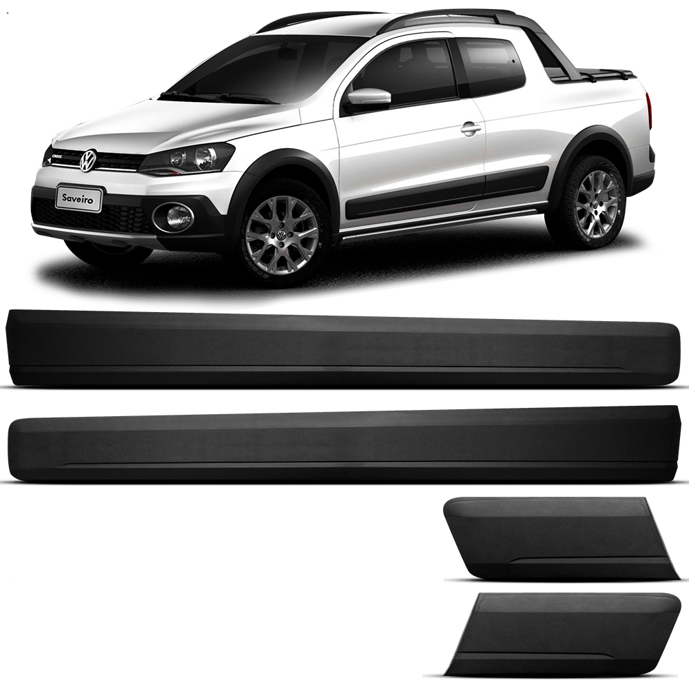 Friso Lateral Borrachão Vw Saveiro Cross 2011 Até 2022 - Cabine Dupla Sem Escrita
