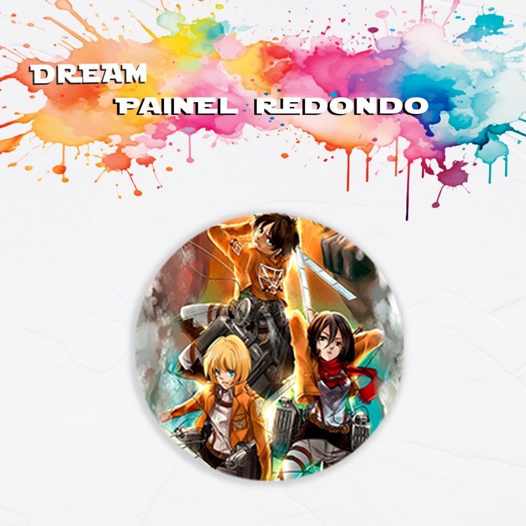 Capa Para Painel Redondo Temático Attack on titan Titan de Ataque Anime Manga Decoração Menino Menina Tecido Sublimado