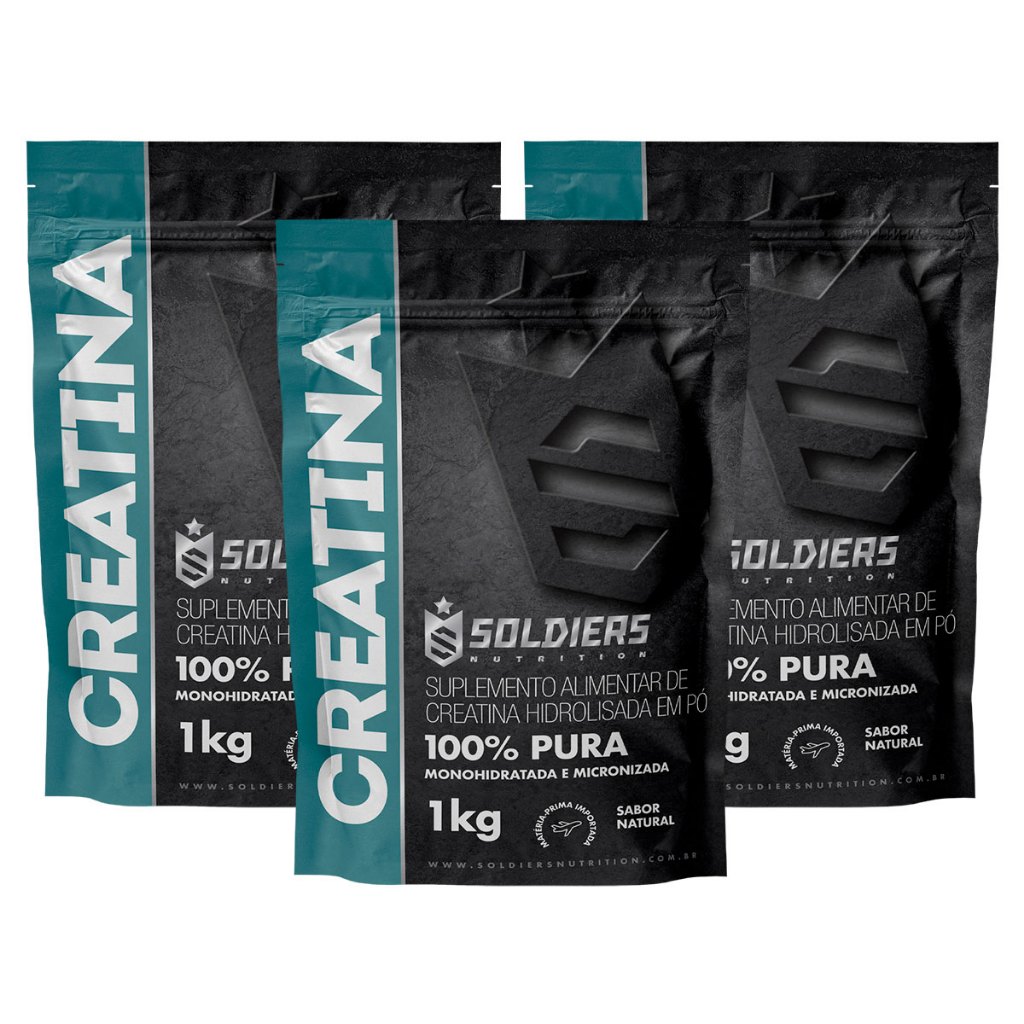 Kit: 3kg Creatina Soldiers Nutrition Força Performance em Oferta na Shopee