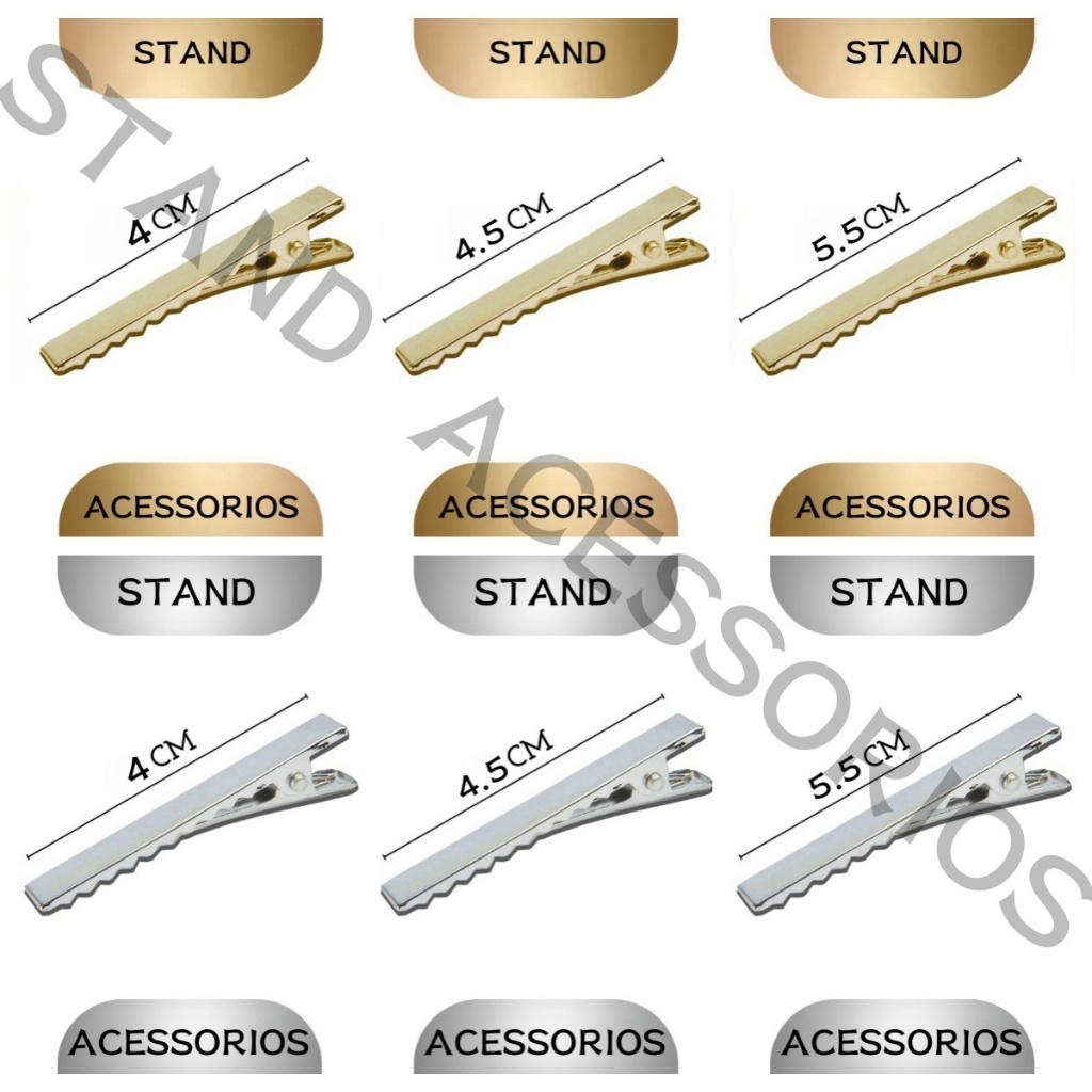 Bico de Pato com Dentinho 50 unidades ou 100 unidades Ouro e Prata Tamanhos 4,0 cm ,4,5 cm e 5,5 cm