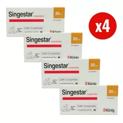 Kit 4 Singestar 20mg 8 Comprimidos para Cães e Gatos König