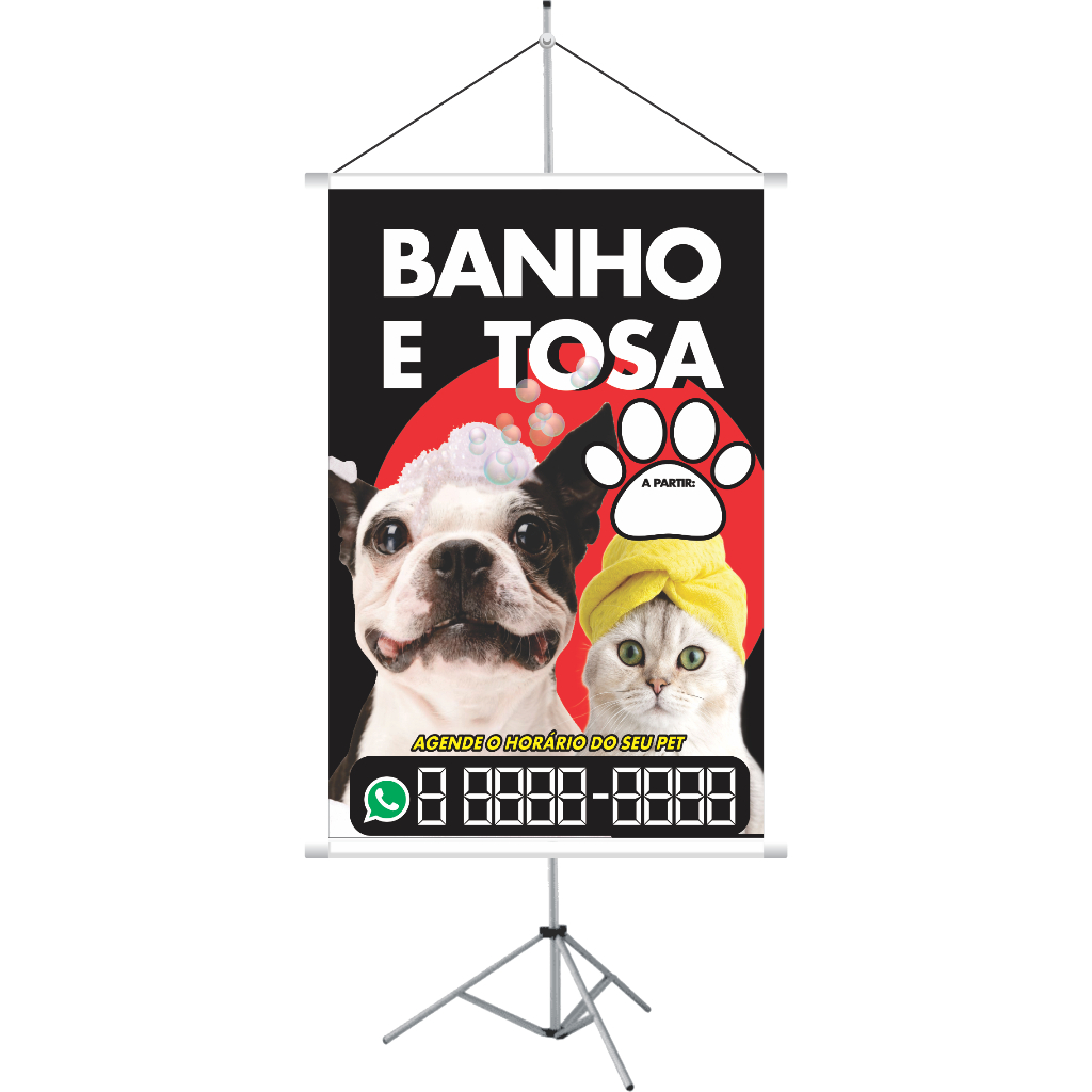 BANNER PET SHOP, BANHO E TOSA COM TELEFONE ( 60X90)