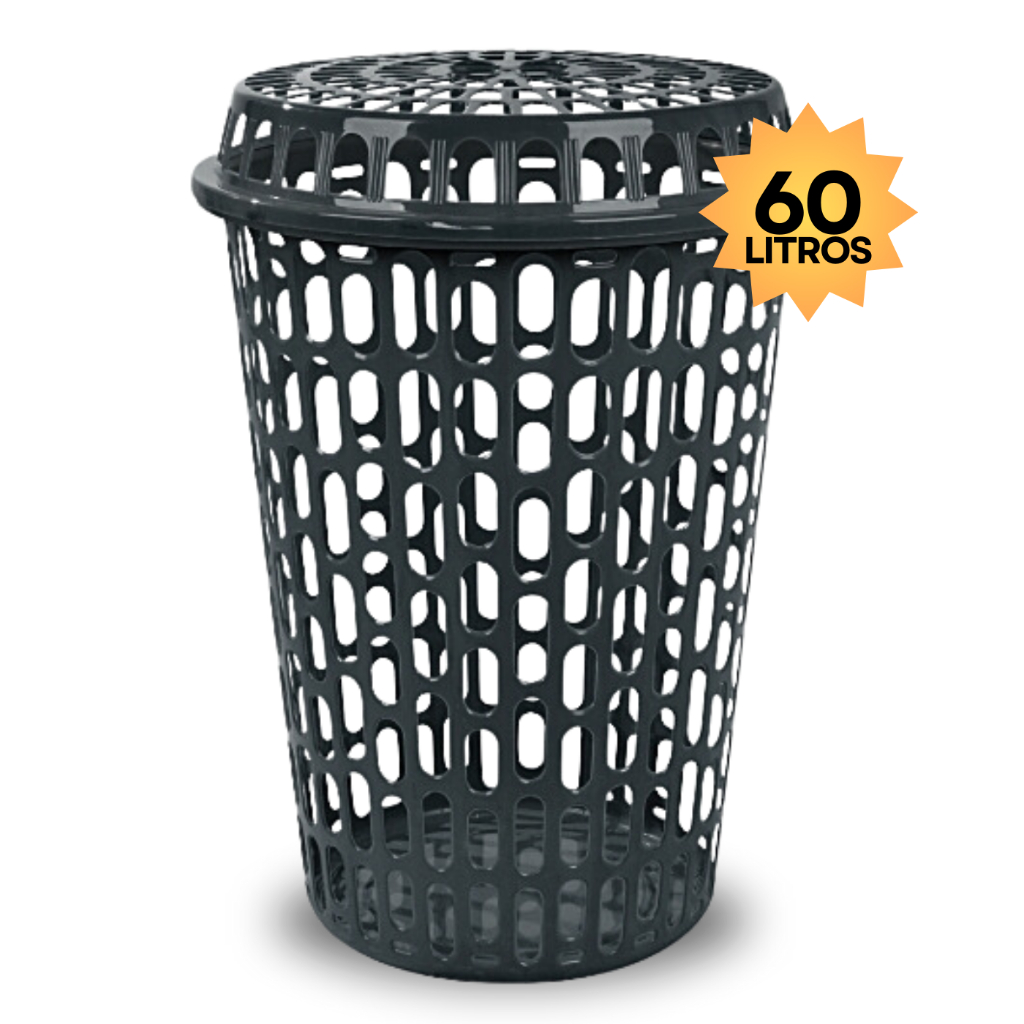 Cesto Telado 60Lts Com Tampa em Oferta na Shopee