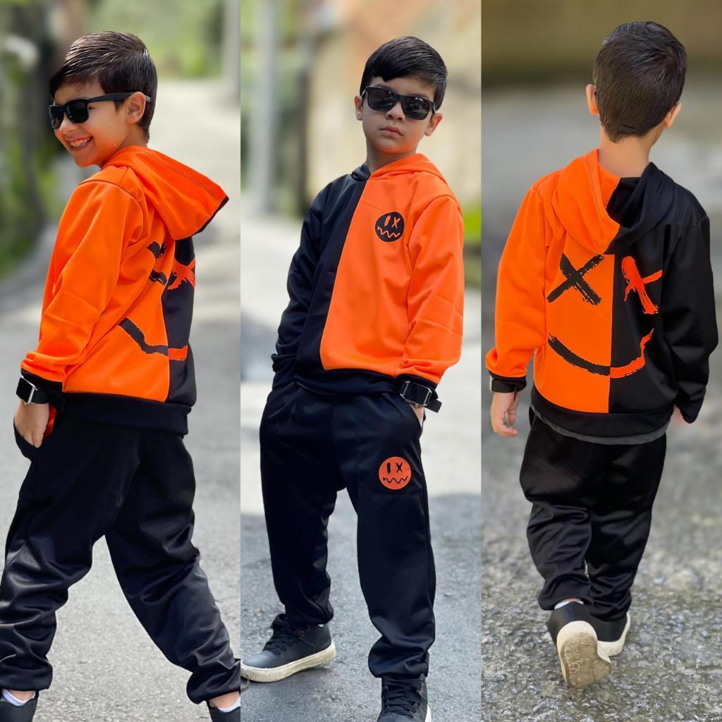 Conjunto Masculino Agasalho Frio Casaco E Calça Skate Juvenil