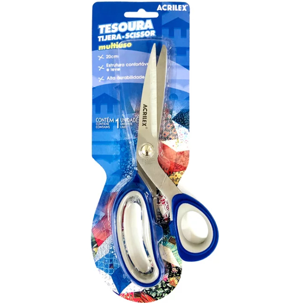Tesoura Multiuso Acrilex 20cm - Azul
