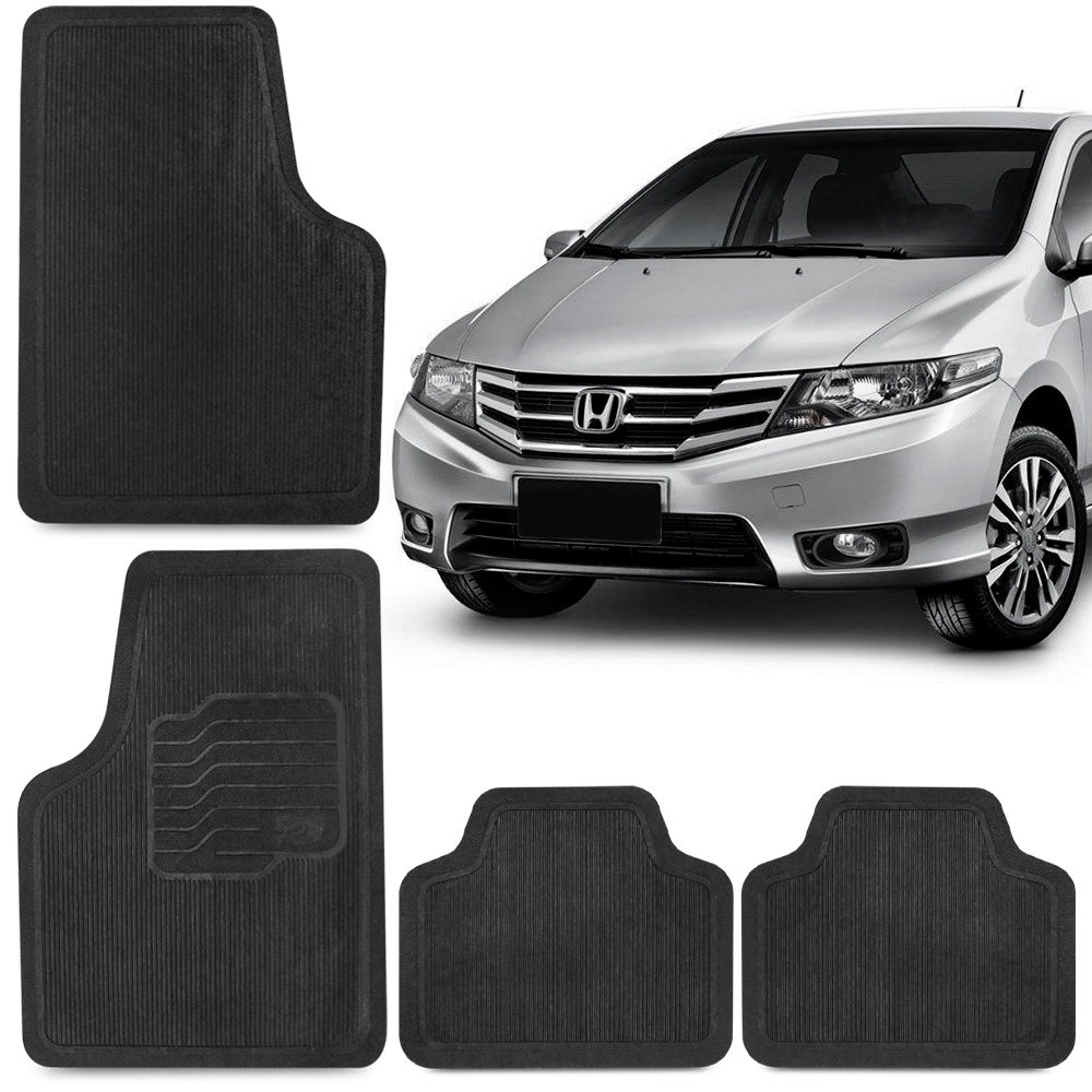 Kit Tapete City CRV New Civic Fit Automotivos 4 Peças Preto Carro Jogo Conjunto Universal