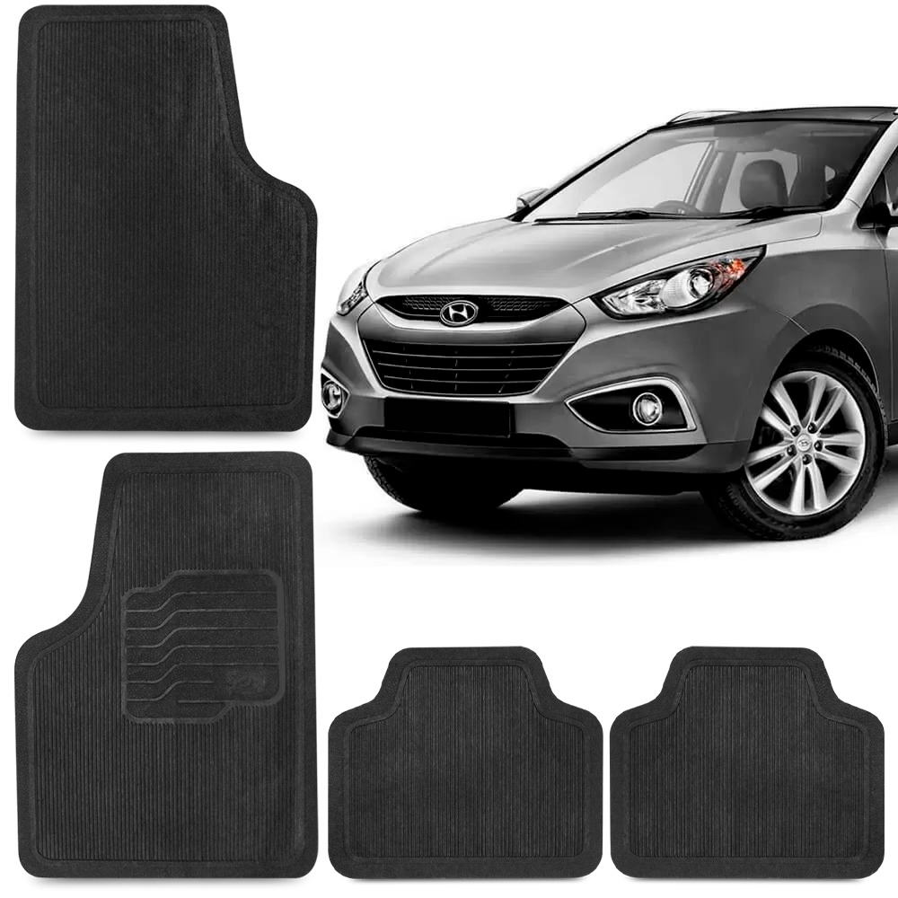 Kit Tapete Ix35 Santa Fé Sonata Automotivos 4 Peças Preto Carro Jogo Conjunto Universal Linha
