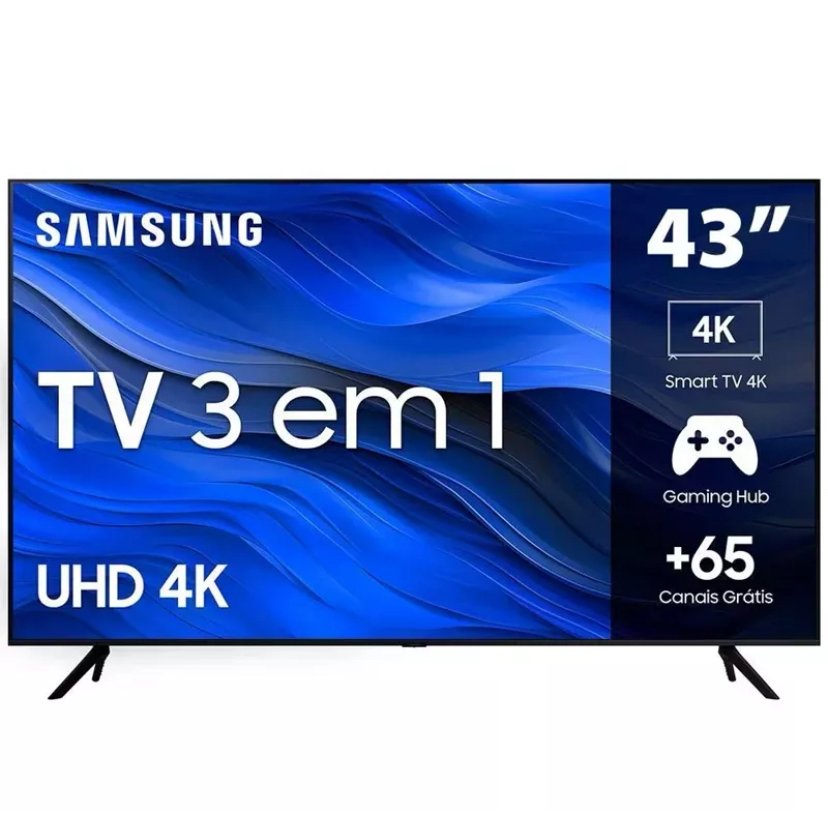 Smart TV Samsung 43" Crystal UHD 4K 43CU8000 2023 Design AirSlim Painel Dynamic Crystal Color Tela