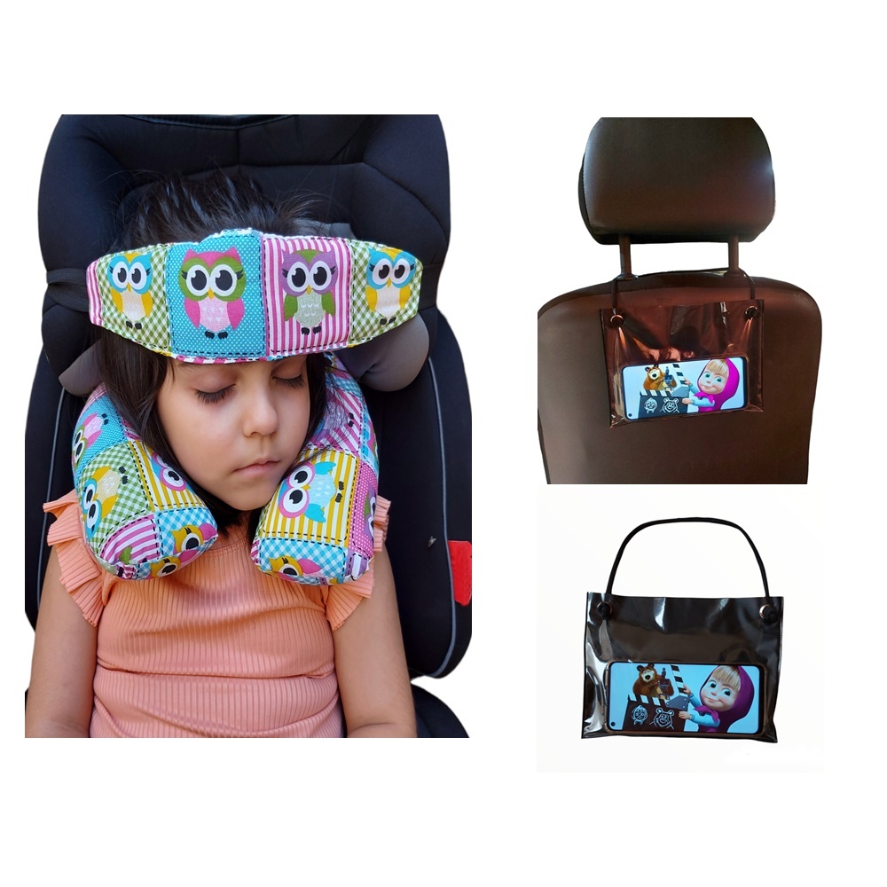 Kit 3 Itens Para Viagem Almofada de Pescoço - Faixa de Cabeça - Suporte Veicular Celular