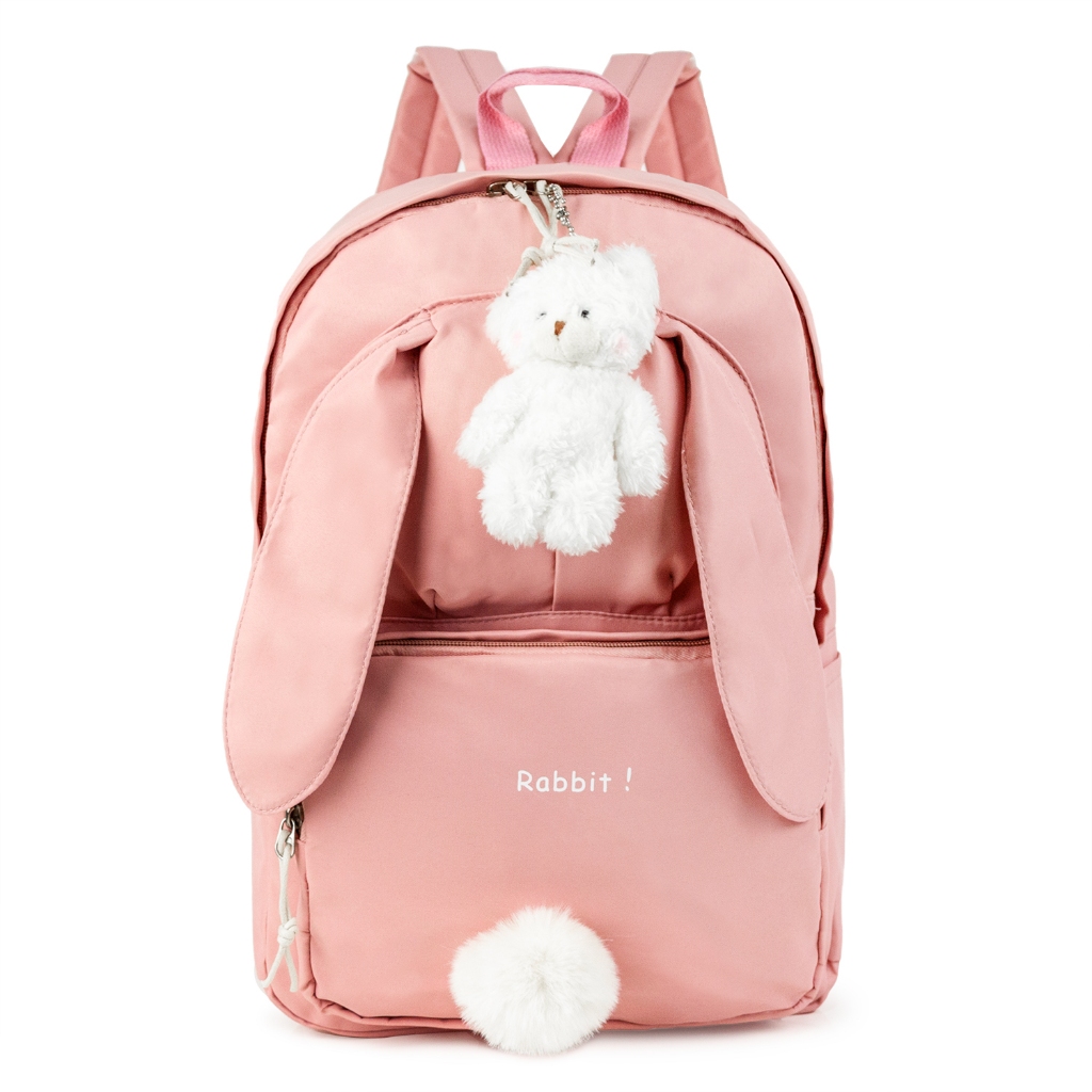 Mochila Feminina Estilo Coreano Chaveiro Bolsa Escolar Notebook Espaçosa