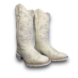 Bota Texana Feminina Country Bico Quadrado Rodeio Ana Castela Top Bordado Sola Costurada Whaite em Oferta na Shopee