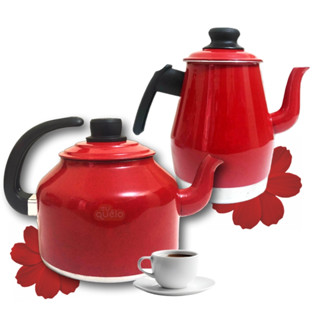 Kit Bule Café 1L + Chaleira Chá 1,2L de Alumínio Vermelha Vai ao Fogo em Oferta na Shopee