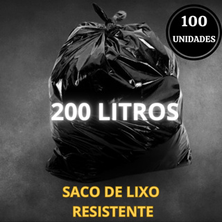 Saco de Lixo 200 Litros PRETO RESITENTE Pacote com 100 UNIDADES - Direto da fábrica em Oferta na Shopee