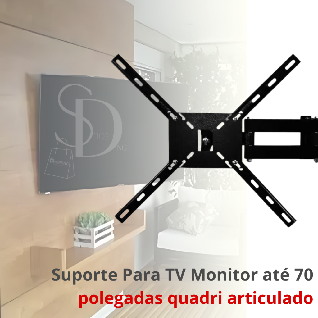 Suporte Para TV Monitor até 70 polegadas quadri articulado 4 Movimentos Parede