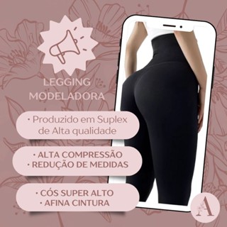 Legging Modeladora Calça Cinta de Alta Compressão Cós Super Alto Fitness Feminino em Oferta na Shopee