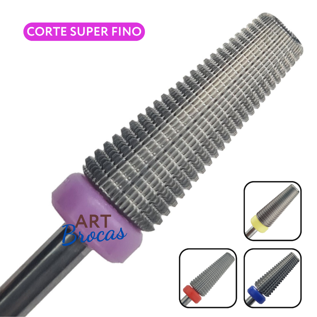Broca de tungstênio cônica do topo reto fina, 5 em 1 original proberra premium para unhas corte reto em Oferta na Shopee