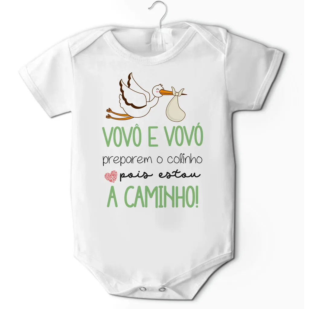 Body Bebê Vovô e Vovó Estou a Caminho Cegonha