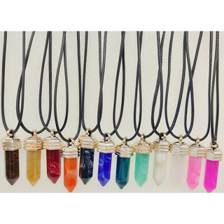 2-24 Peças Colar de corda de couro com pingente de pedra natural de imitação de resina em Oferta na Shopee