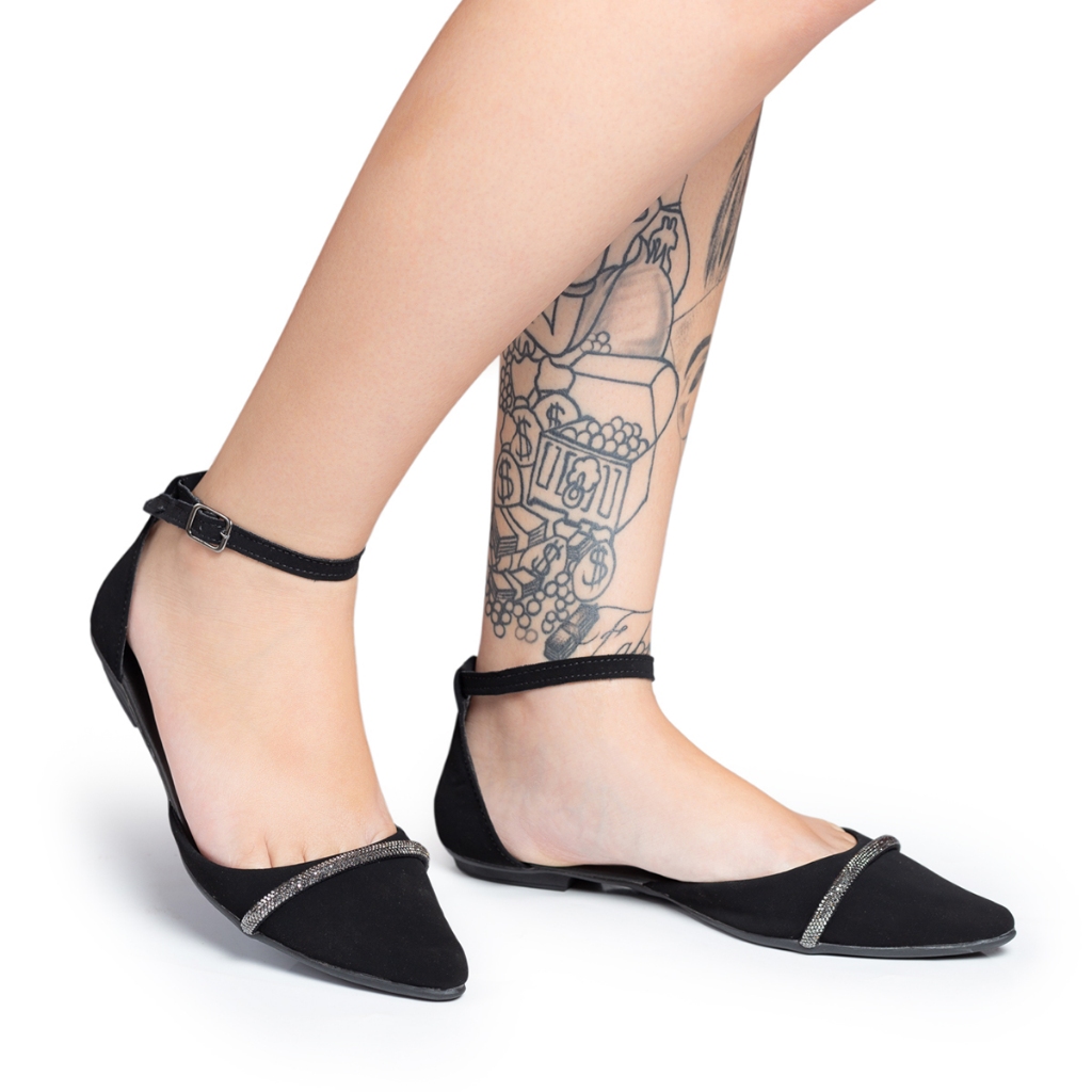 Sapatilha Feminina Mule Salomé Amarração com Tira Strass Brilho Lançamento Macio