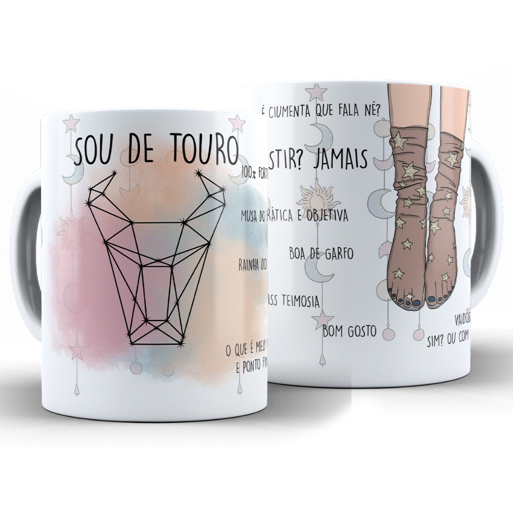 Imagem Caneca Sou De Touro Signos + Caixa - Xícara Divertida 325ML Cerâmica