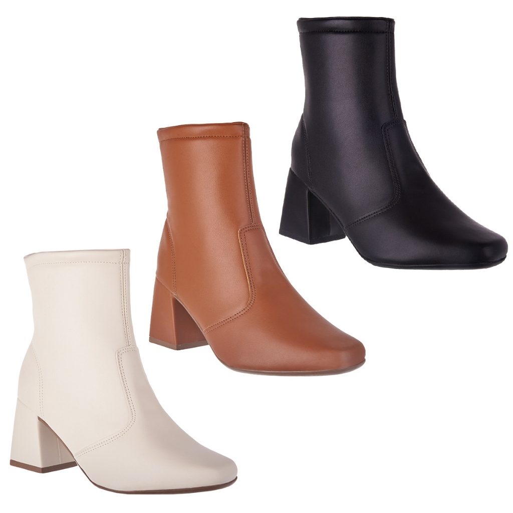 Bota Bico Quadrado Feminina Cano Meia Panturrilha Munita Botins Cano Médio