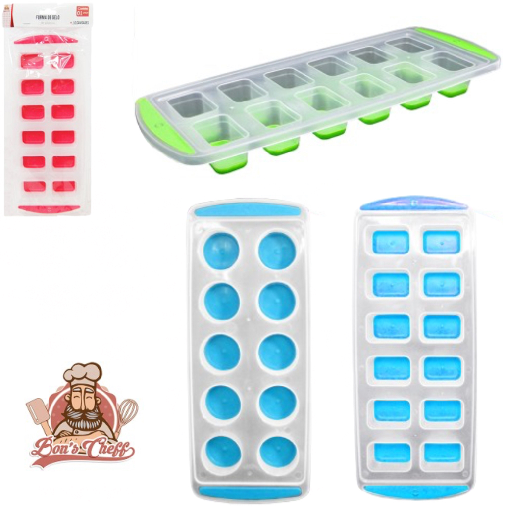 Forma De Gelo Com 12 Cavidades Silicone Retangular / Redonda