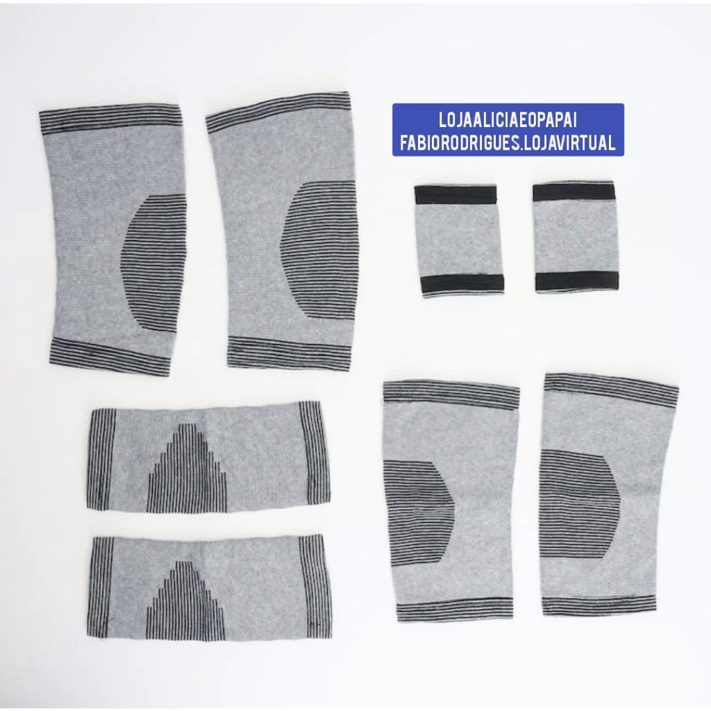 Kit 8 em 1 - Conjunto de Proteção com Par de Joelheiras, Tornozeleiras, Cotoveleiras e Munhequeiras Masculino e Feminino