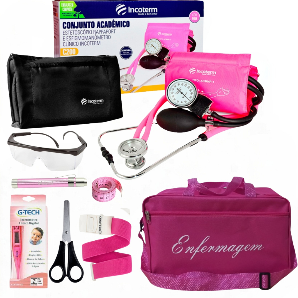 Kit Enfermagem Rosa PINK Incoterm Com Aparelho De Pressão Várias Cores Disponíveis